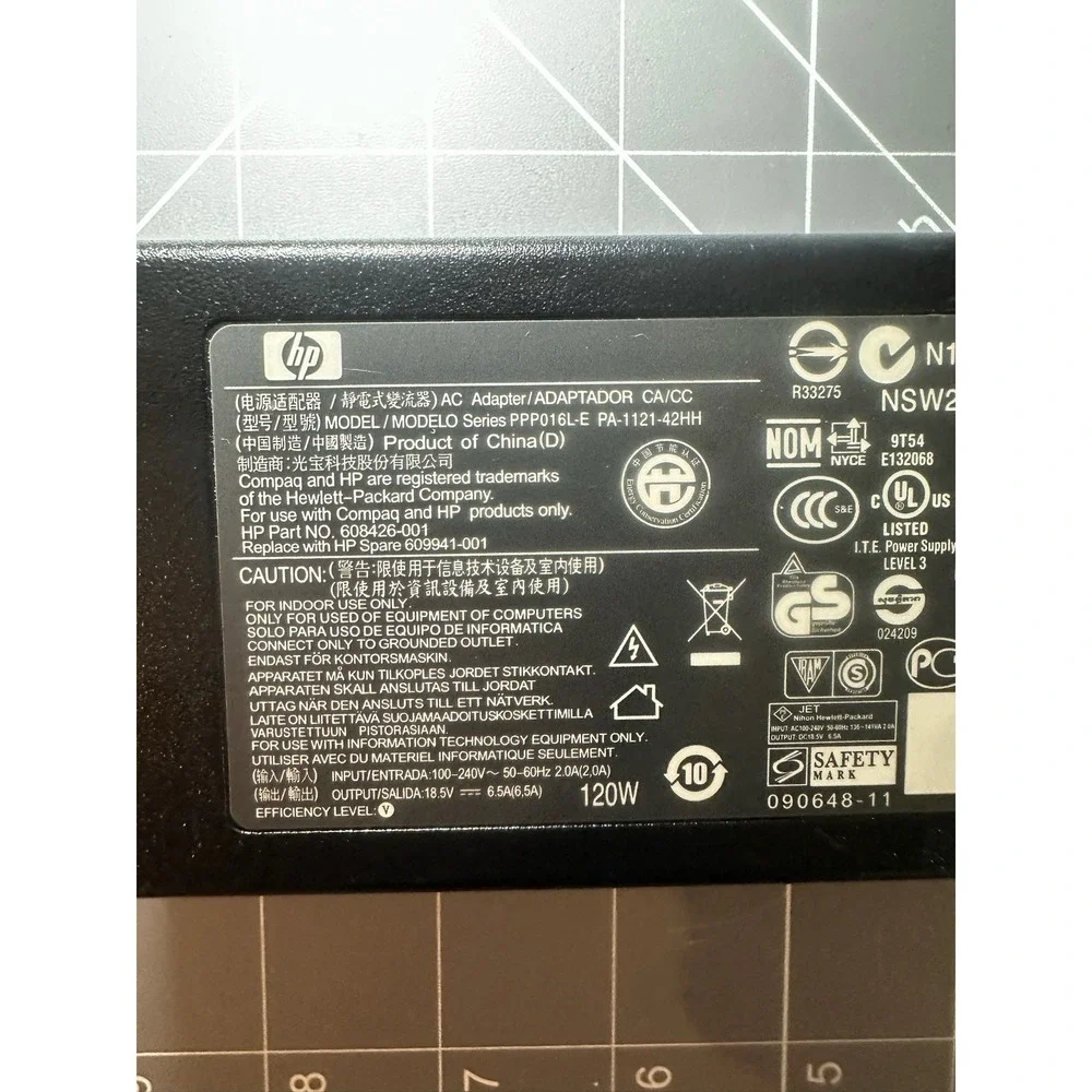 Genuine HP 120W 18.5V 6.5A AC Adapter PA-1121-42HH PPP016L-E  608426-001